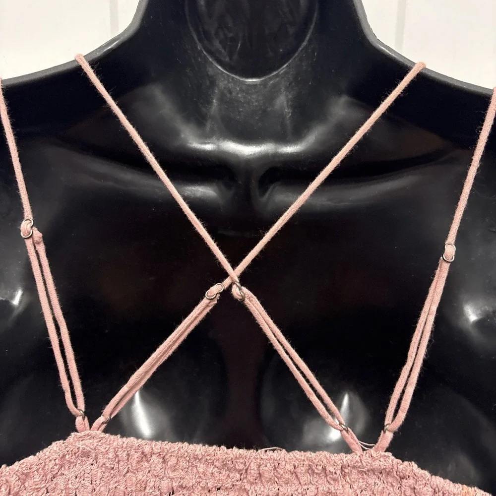 Free People Adella Crochet Lacey Bra Mauve Pink‎ Romantic Boho Festival - Small